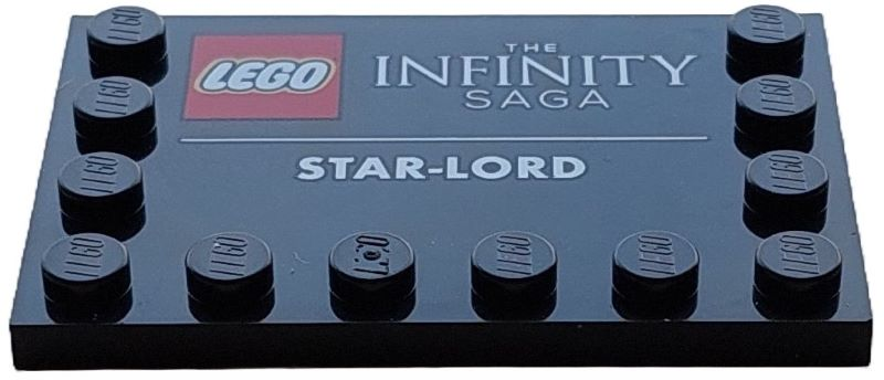 Tile, Modified 4 x 6 with Studs on Edges with 'THE INFINITY SAGA' and 'STAR-LORD' Pattern