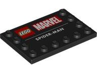 Tile, Modified 4 x 6 with Studs on Edges with LEGO Marvel Logo and 'SPIDER-MAN' Pattern