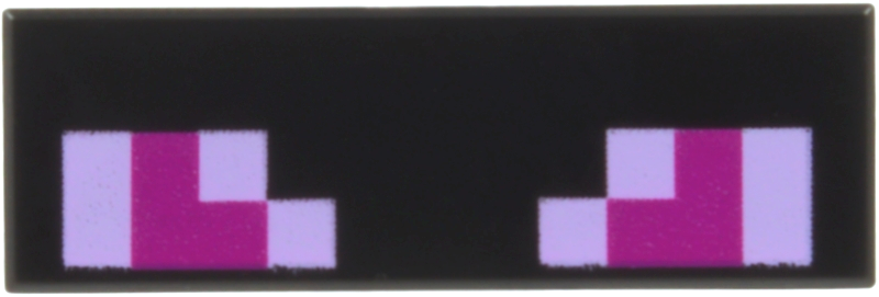 Tile 1 x 3 with Pixelated Bright Pink and Magenta Eyes Pattern (Minecraft Ender Dragon)