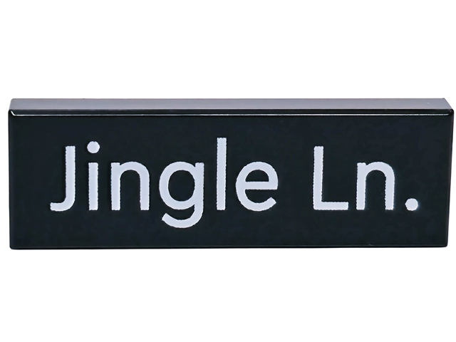 Tile 1 x 3 with White 'Jingle Ln.' Pattern