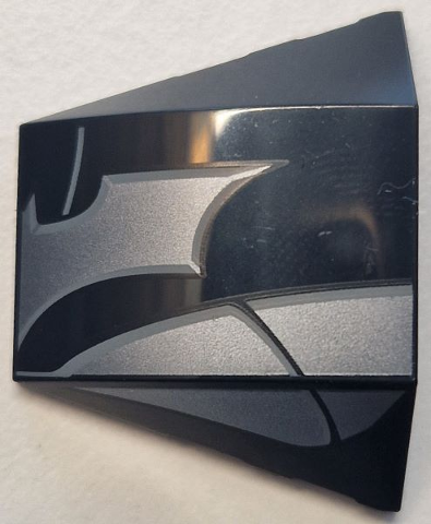 Wedge 4 x 3 Triple Curved No Studs with Silver Batman Logo and Armor Plates with Dark Bluish Outlines Pattern Model Left Side