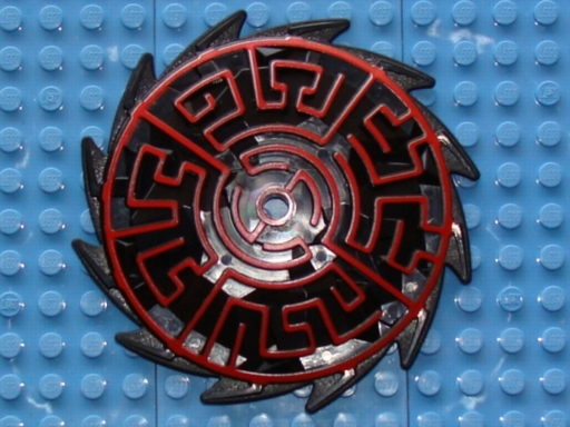 Bionicle Weapon Saw Blade Shield with Dark Red Geometric Pattern