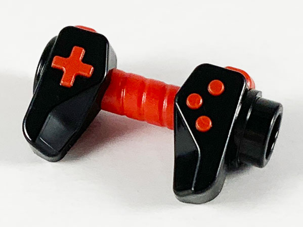 Minifigure, Utensil Game Controller, Holes on Sides for Bar with Molded Red Buttons and Center Handle Pattern