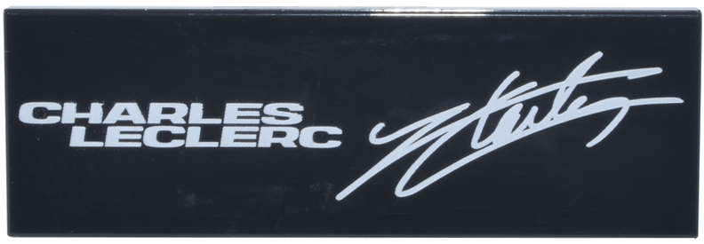 Tile 2 x 6 with White 'CHARLES LECLERC' and Signature Pattern