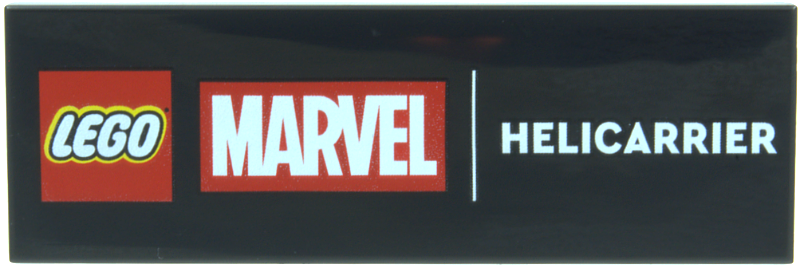 Tile 2 x 6 with LEGO Marvel Logo and White 'HELICARRIER' Pattern