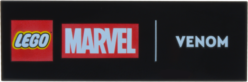 Tile 2 x 6 with LEGO Marvel Logo and White 'VENOM' Pattern
