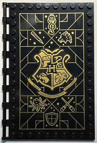 Tile, Modified 10 x 16 with Studs on Edges and Bar Handles with Hogwarts Defence Against the Dark Arts Class Pattern