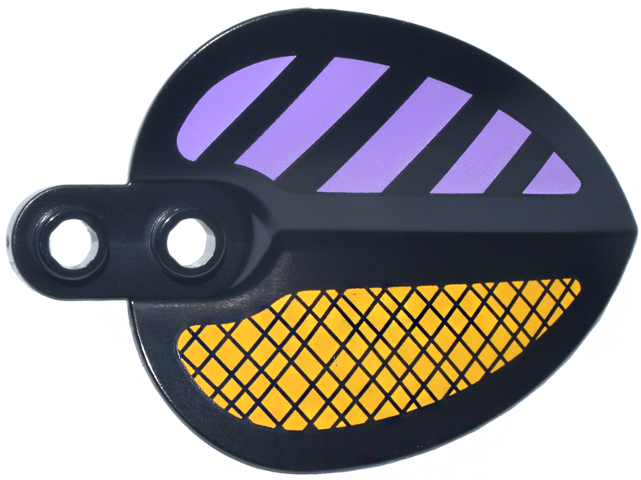 Plant Plate, Round 1 x 2 with Pointed Leaf with Medium Lavender Diagonal Stripes and Crossed Lines on Bright Light Orange Background Pattern