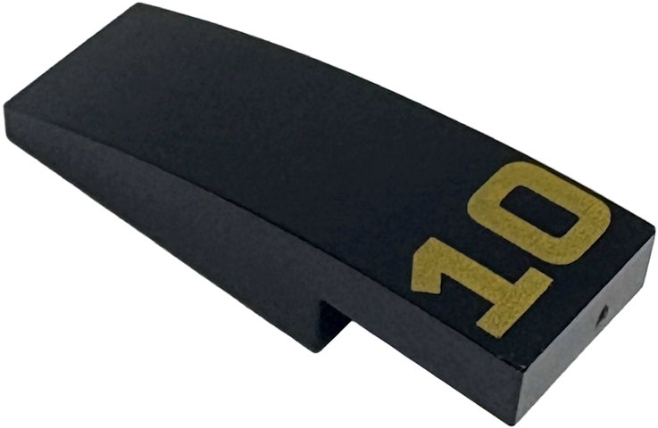 Slope, Curved 3 x 1 x 2/3 Double with Gold '10' Pattern