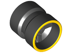 Wheel  8mm D. x 9mm for Slicks, Hole Notched for Wheels Holder Pin, Reinforced Back with Yellow Rim Edge Pattern