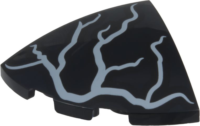 Slope, Curved 3 x 3 Corner Round with White Lightning Bolts Pattern