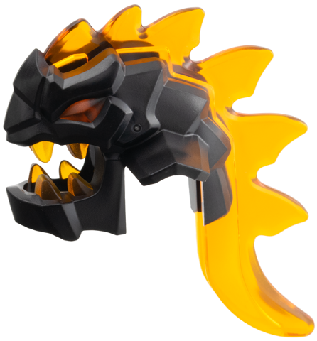 Minifigure, Head, Modified Alien Monster with Molded Trans-Orange Eyes, Teeth, Spikes and Tail Pattern