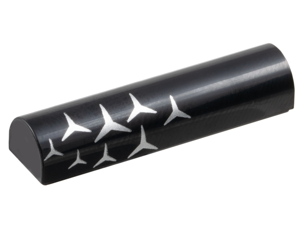 Slope, Curved 1 x 4 x 2/3 Double with Silver Mercedes-Benz Logo Repeating Pattern Model Left Side