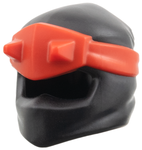 Minifigure, Headgear Ninjago Wrap with Molded Red Bandana and Armor Plate with Horns Pattern in Black