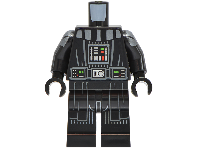 Body SMART Minifigure, Torso with Black Hips and Legs with SW Darth Vader Armor, Belt and Robe Pattern / Black Arms with Armor Pattern / Black Hands