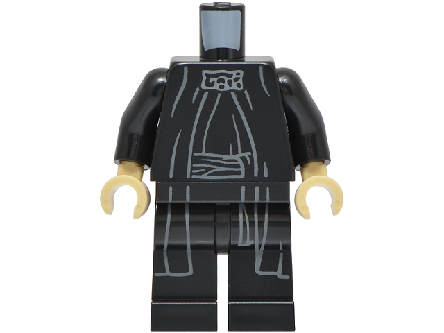 Body SMART Minifigure, Torso with Black Hips and Legs with SW Sith Robe with Belt and Dark Silver Neck Adornment Pattern (Palpatine) / Black Arms / Tan Hands