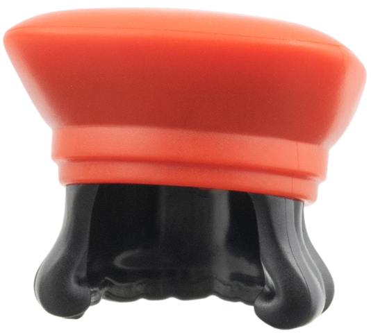 Black shoulder length hair with red ducal bonnet