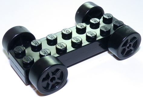 Vehicle, Base Fast Food Racer 2 x 7 x 2/3 with Black Spoked Wheels, Slicks