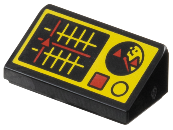 Slope 30 1 x 2 x 2/3 with Red and Yellow Control Panel Buttons, Square Monitor with Grid, and Round Radar Pattern