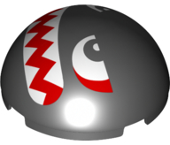Cylinder Hemisphere 4 x 4 with Angry White Eyes and Red Mouth with Sharp Teeth Pattern (Super Mario Boomer / Banzai Bill Face)