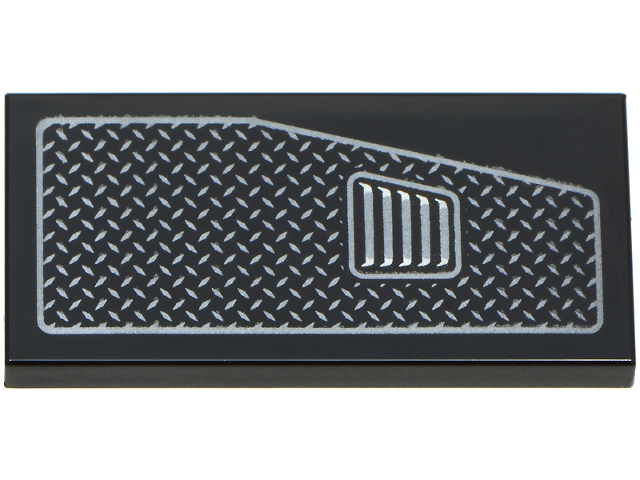 Tile 2 x 4 with Dark Silver and Silver Tread Plate and Air Vent Pattern Model Left Side