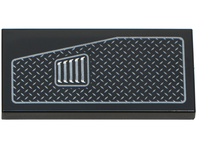 Tile 2 x 4 with Dark Silver and Silver Tread Plate and Air Vent Pattern Model Right Side