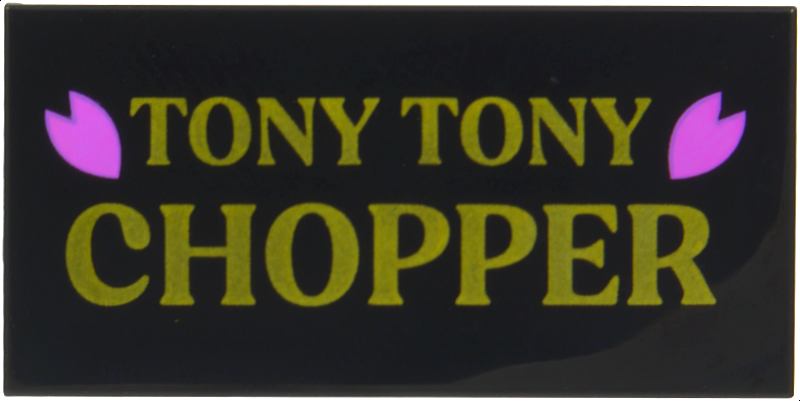 Tile 2 x 4 with Gold 'TONY TONY CHOPPER' and Dark Pink Petals Pattern