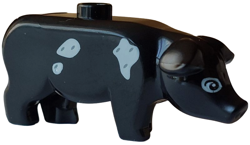 Pig with White Eyes, Dark Bluish Gray and Light Bluish Gray Spots Pattern (Blaze's Pet Pig)
