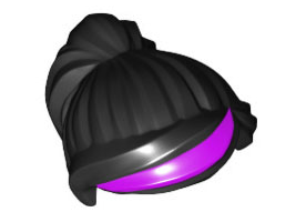 Minifigure, Hair Female Ponytail and Swept Sideways Fringe with Purple Highlights Pattern