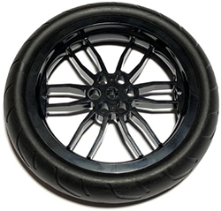 Wheel 75mm D. x 17mm Motorcycle with Black Tire 94.2mm D. x 22mm Motorcycle Racing Tread (88517 / 88516)