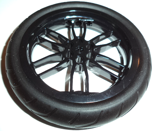 Wheel 75mm D. x 17mm Motorcycle with Black Tire 94.3mm D. Motorcycle Racing Tread Narrow (88517 / 67140)