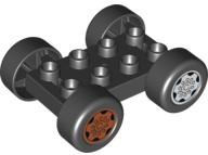 Duplo Car Base 2 x 4 with Black Tires and Dark Orange Sport and Light Bluish Gray Sport Wheels Pattern (88760 / 88762c01pb03 / 88762c01pb04)