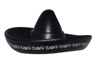 Minifigure, Headgear Hat, Mexican Sombrero with Silver Ornate Trim Narrow Pattern