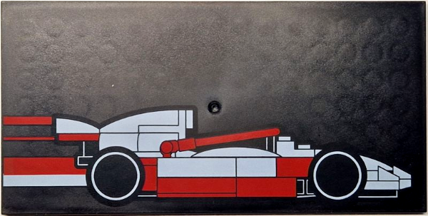 Tile 8 x 16 with Bottom Tubes, Textured Surface with Red and White LEGO Formula 1 Race Car Profile Pattern Model Right Side