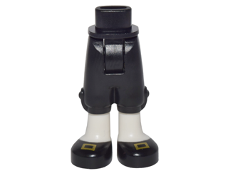 Mini Doll Hips and Trousers Cropped with White Leggings and Black Shoes with Gold Buckles Pattern - Thick Hinge