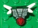 Minifigure Armor Breastplate with Shoulder Spikes White and Red Cracked Skull in Circle Pattern