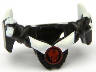 Minifigure Armor Breastplate with Shoulder Spikes White Up and Ninjago Cracked Red Skull Pattern