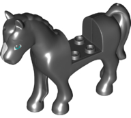 Horse, Friends Style with 2 x 2 Cutout with Dark Turquoise Eyes, Dark Bluish Gray Eyebrows and White Blaze Pattern