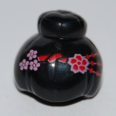 Minifigure, Hair Female with Top Knot Bun and Red and Pink Flowers Pattern
