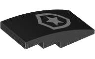 Slope, Curved 4 x 2 with Silver Police Star Badge Logo Pattern