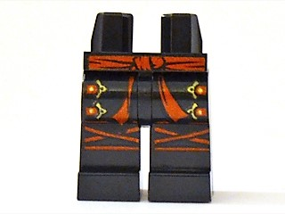 Hips and Legs with Red Sash, Knee Wrappings, and Straps with Gold Buckles Pattern