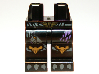 Hips and Legs with Gold Belt Buckle and Raven Knee Pads, Dark Purple Feathers and Dark Bluish Gray Talons Pattern