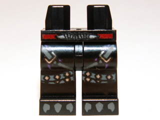 Hips and Legs with Red Belt, Silver Buckles and Dark Bluish Gray Talons Pattern