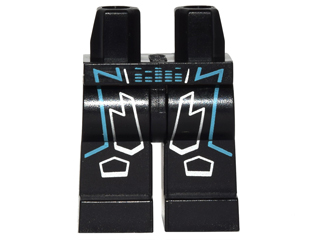 Hips and Legs with Robot Armor with Medium Azure and Silver Lines and Volume Levels Pattern