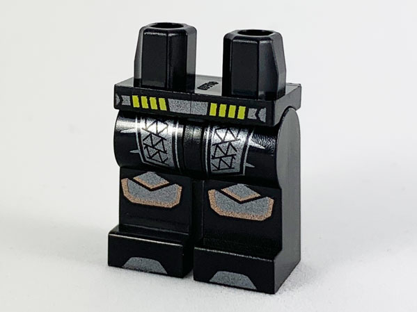 Hips and Legs with Yellow and Pearl Dark Gray Belt, Thigh Armor Spikes and Knee Pads with Copper Trim Pattern