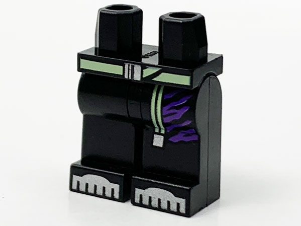 Hips and Legs with Lime Belt, Long End, Dark Purple Stripes and Silver Armor Toes Pattern