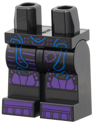 Hips and Legs with Dark Purple Kneepads and Toes, Blue Line Designs Pattern