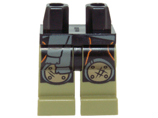 Hips and Olive Green Legs with Black and Orange Loincloth, Scarf and Dark Tan Round Knee Pads Pattern