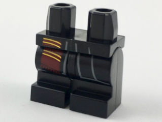 Hips and Medium Legs with Robe Ends and Dark Red Scarf with Bright Light Orange Stripes Pattern