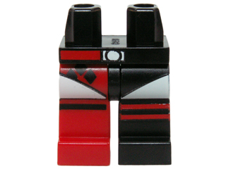 Hips and 1 Black Left Leg, 1 Red Right Leg with Leotard, Black Diamonds and Striped Boots Pattern